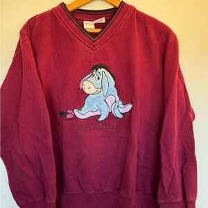 Vintage Original Disney Eeyore V-neck Crewneck Sweatshirt